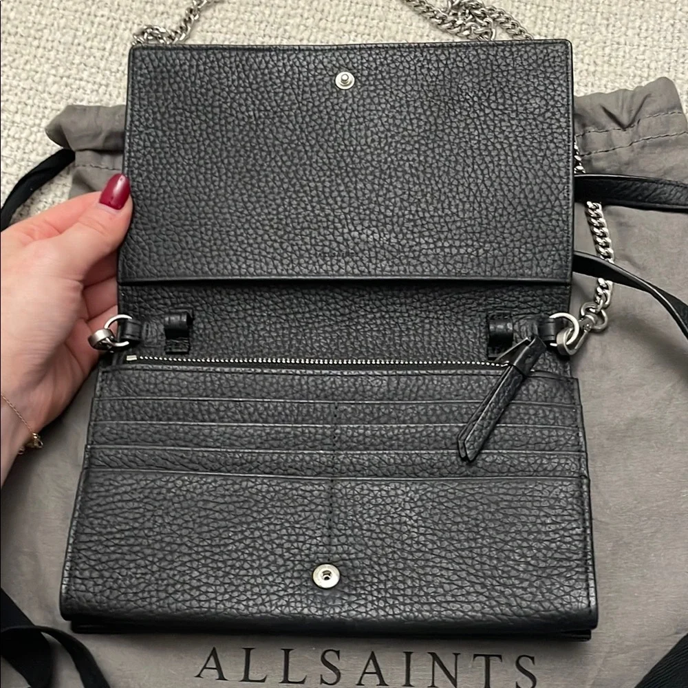 All Saints Black Crossbody Bag Minimalist Design - Picture 3 of 7